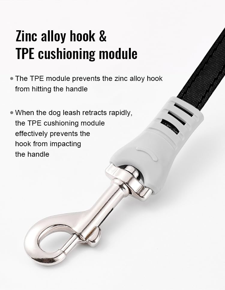 Canine Curation retractable leash uses high-density webbing for lasting durability.