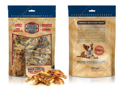Canine Butcher Shop duck feet closeup texture highlights crunch and additive-free appeal.