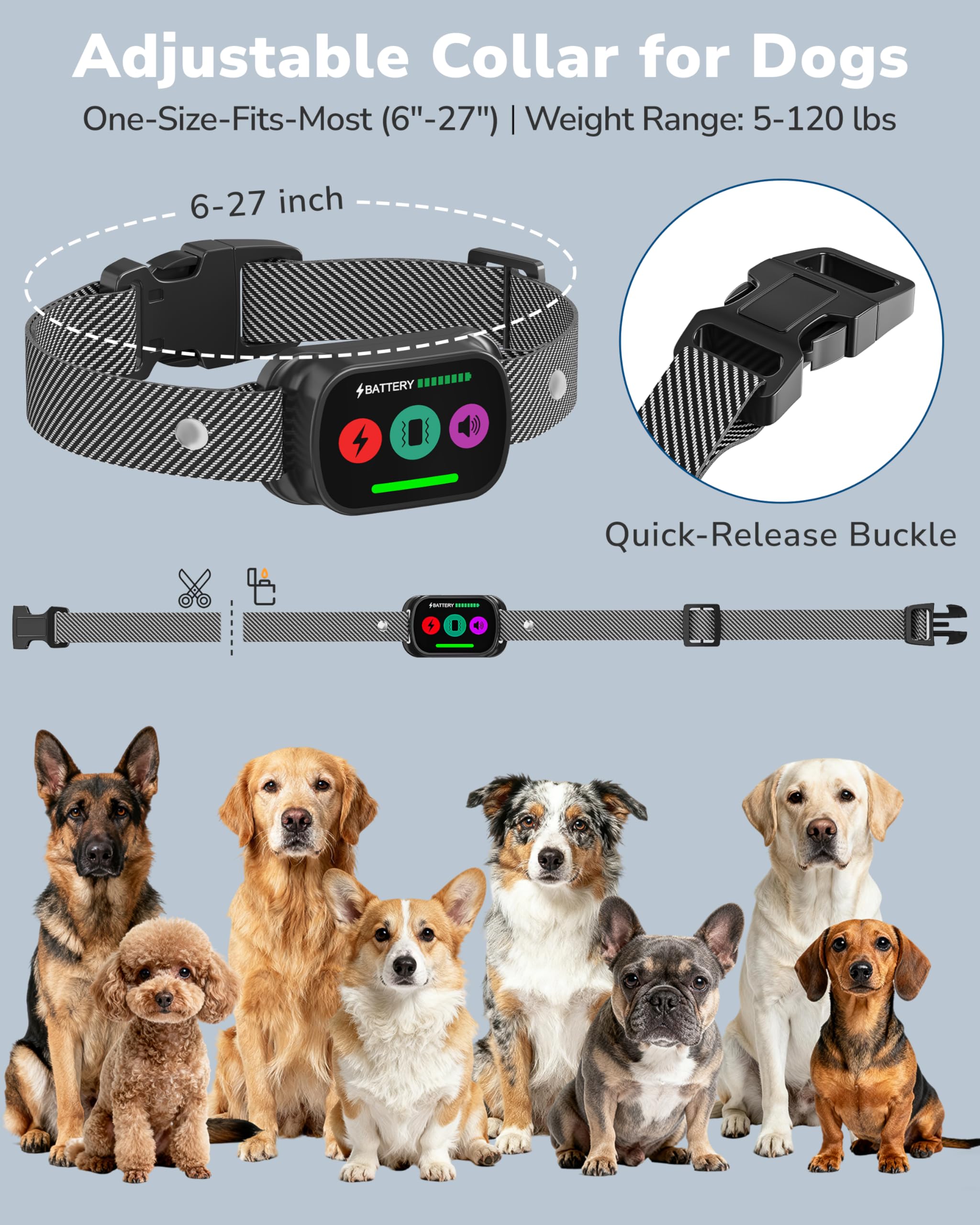 Canivix dog collar nylon strap delivers lightweight comfort for long sessions.