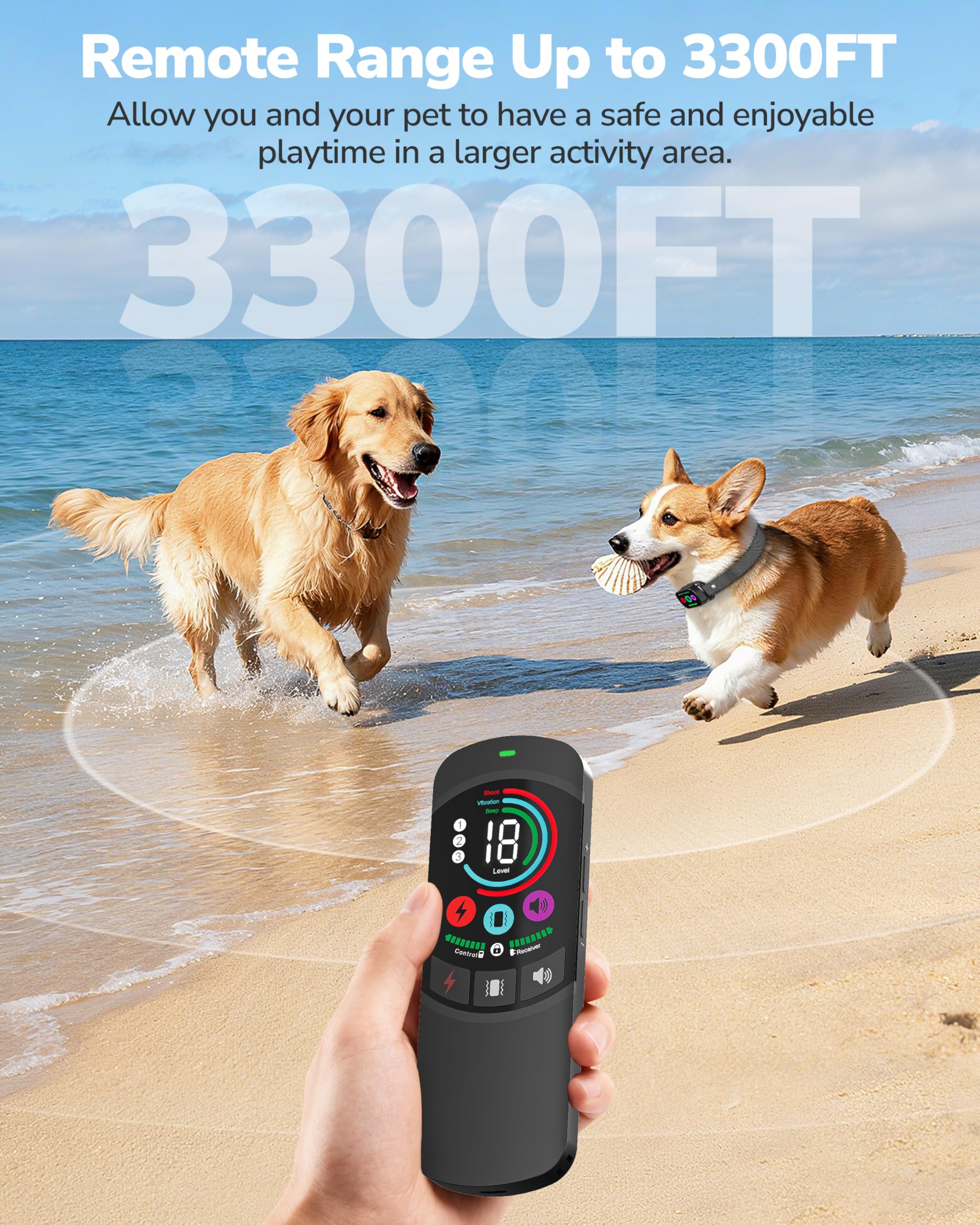 Canivix dog collar range 3300ft supports reliable signals during outdoor play.