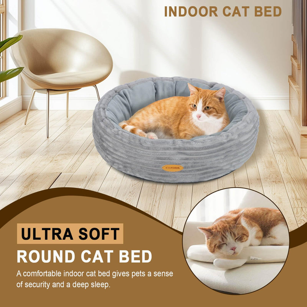 CANMIL cat bed donut nest walls provide secure cocoon for curling up and lounging