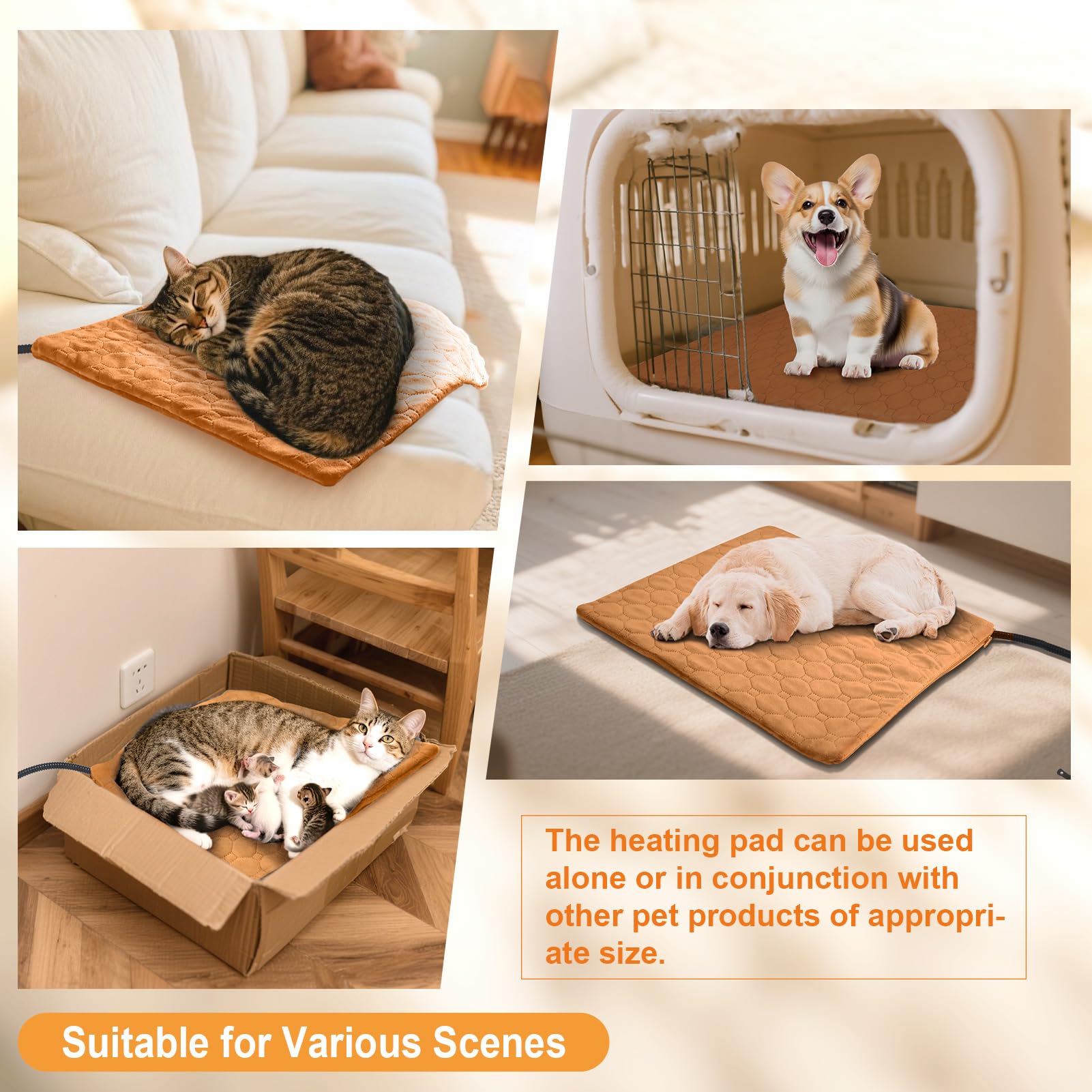 CANMIL cat heating pad chew-resistant cord image reinforces pet safety from chewing.