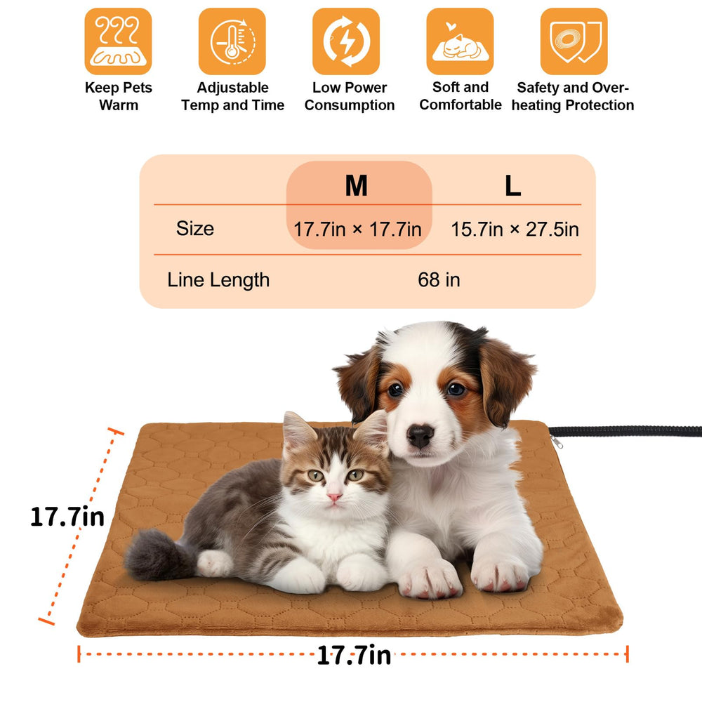 CANMIL cat heating pad sizes image shows two size options for cats and small dogs.