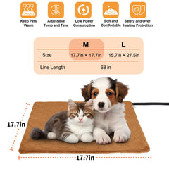 CANMIL cat heating pad sizes image shows two size options for cats and small dogs.