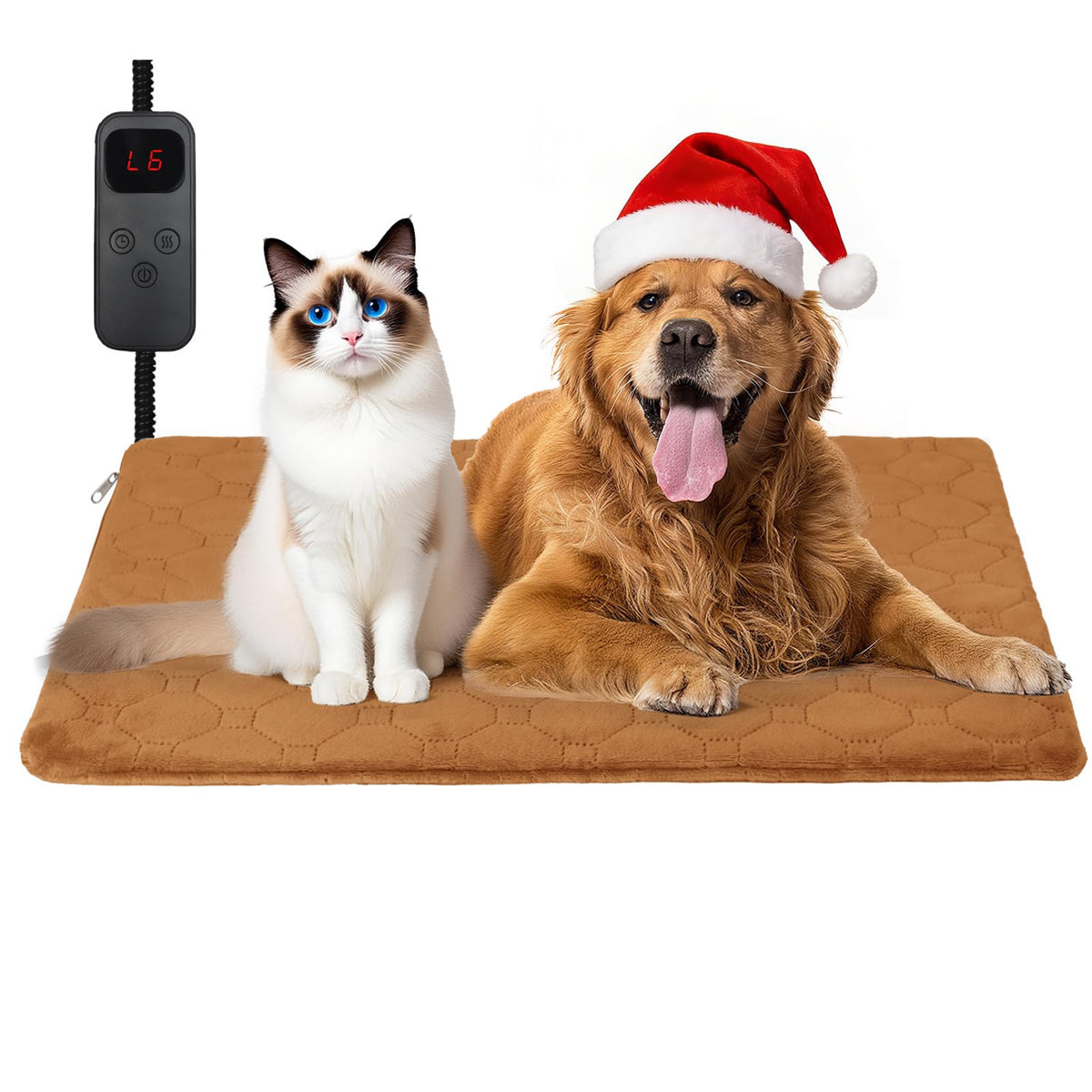 CANMIL cat heating pad top view shows a spacious 15.7 by 27.5 inch warm comfort.