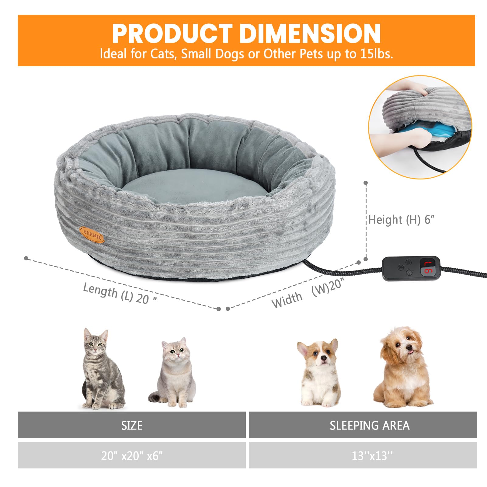 CANMIL removable heater and machine-washable cover for easy cleaning.