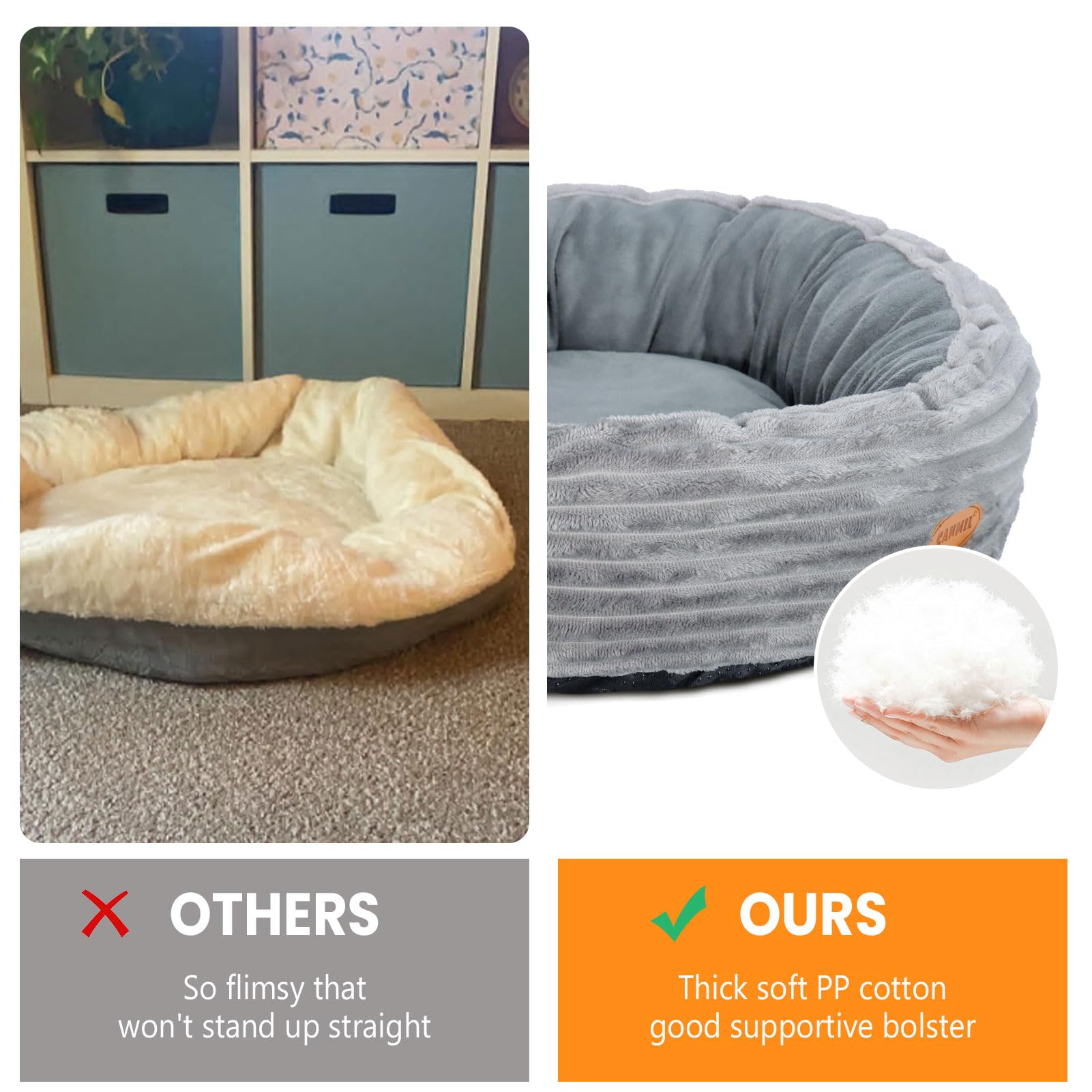 CANMIL ultra-soft filling with nesting walls for cushioned, calming lounging.