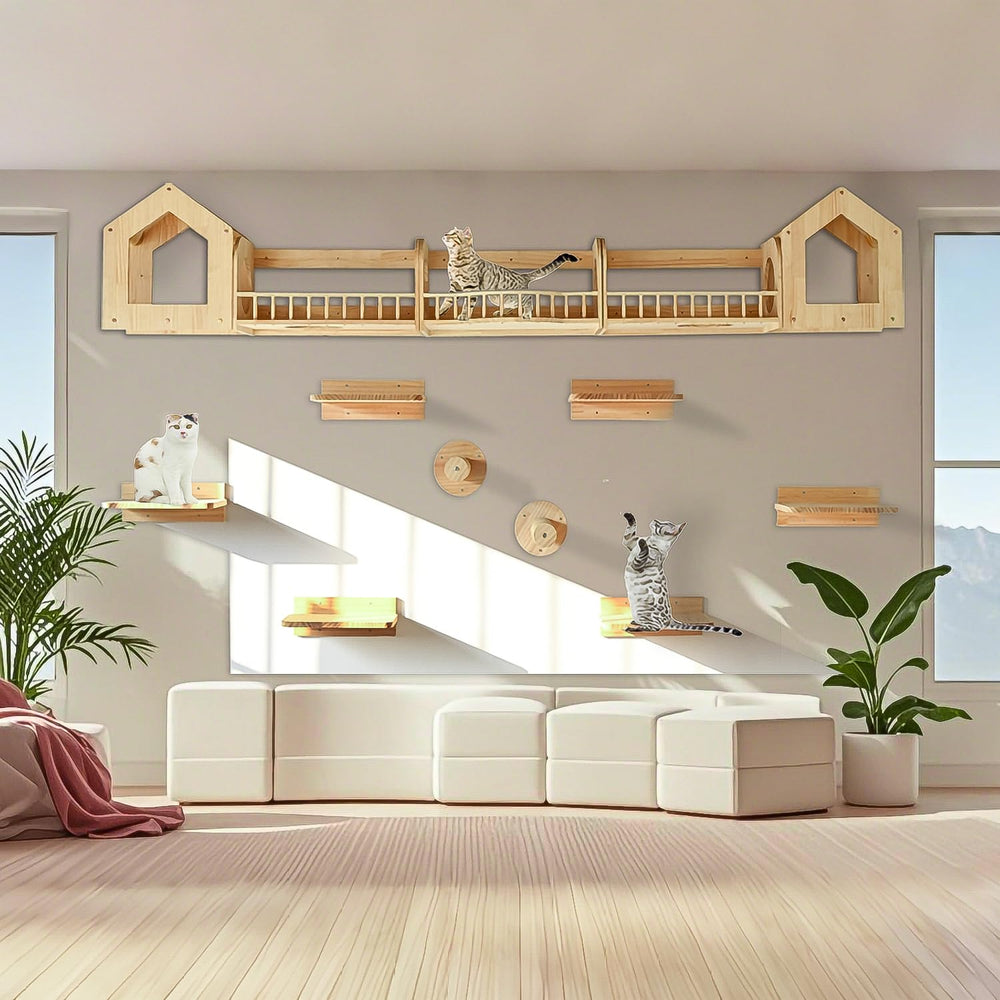 Canormpet cat wall shelves with bridge ladders enable seamless climbing routes
