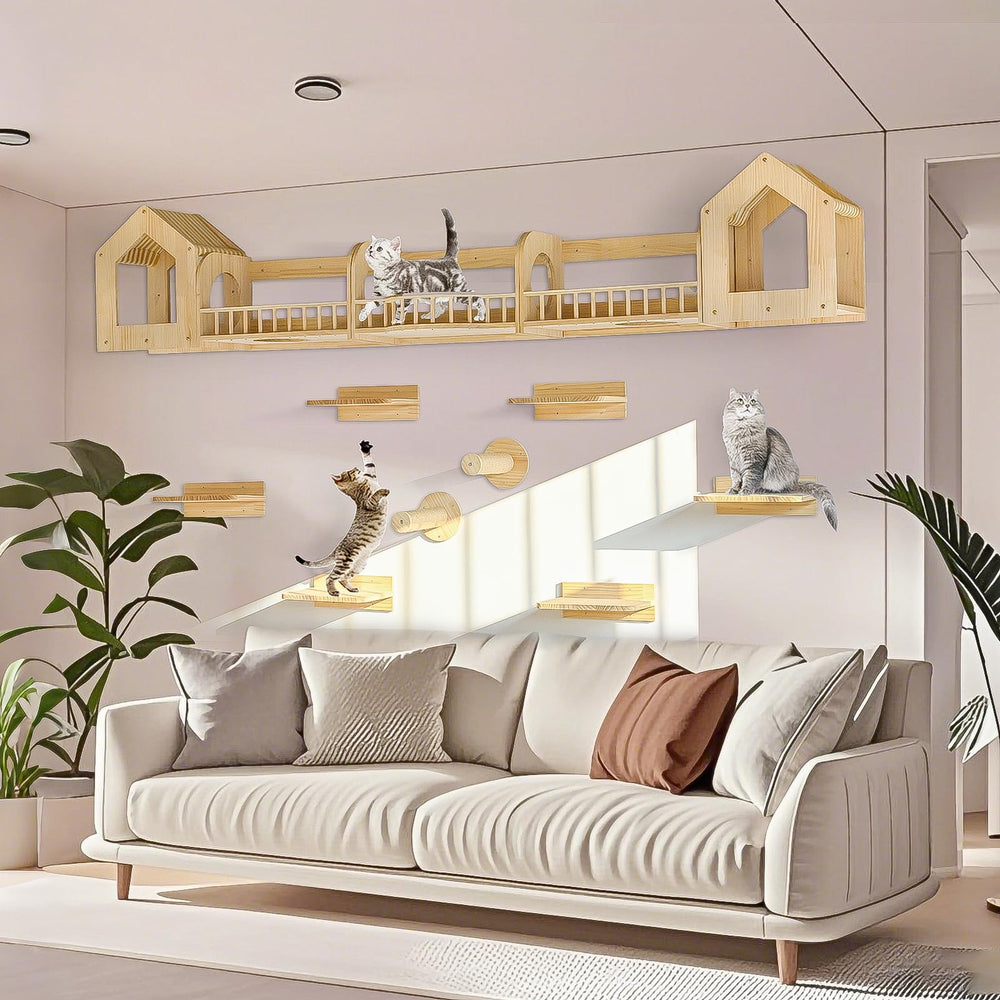 Canormpet cat wall shelves with condos and perches for space-saving elevated play