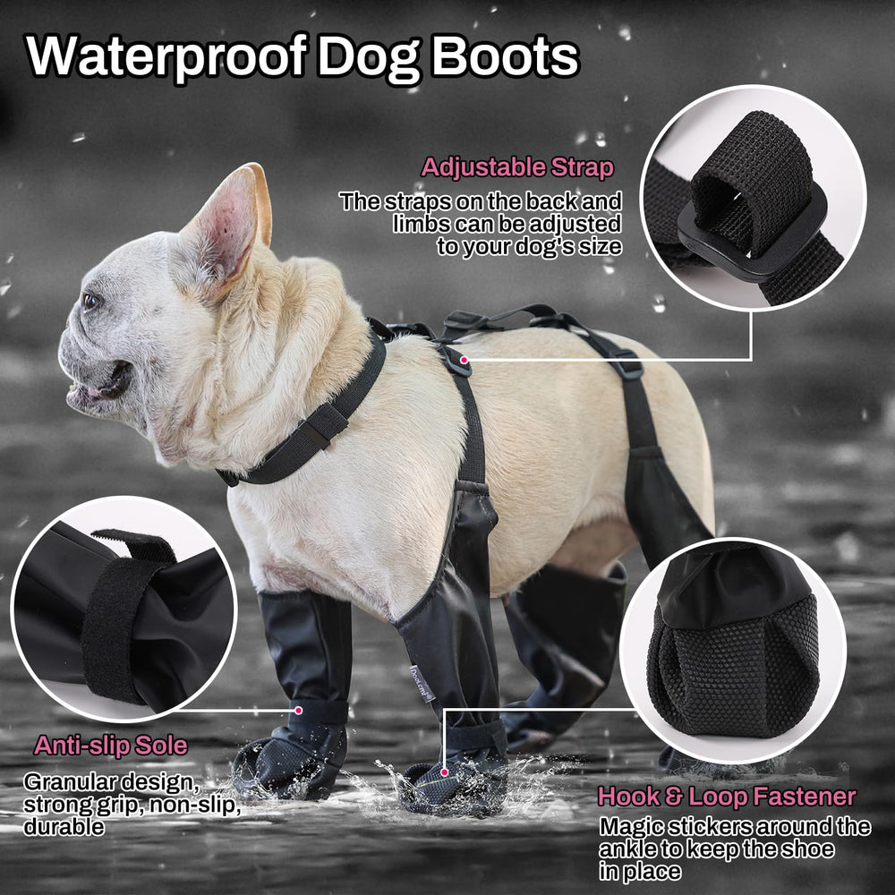 CAPT.SNOOZE dog boots adjustable straps ensure secure paw fit.