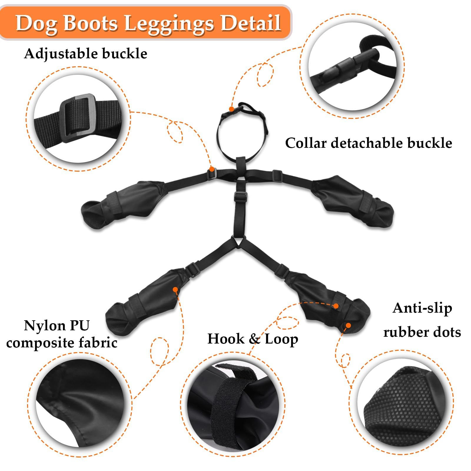 CAPT.SNOOZE dog boots back elastic connector prevents loss.
