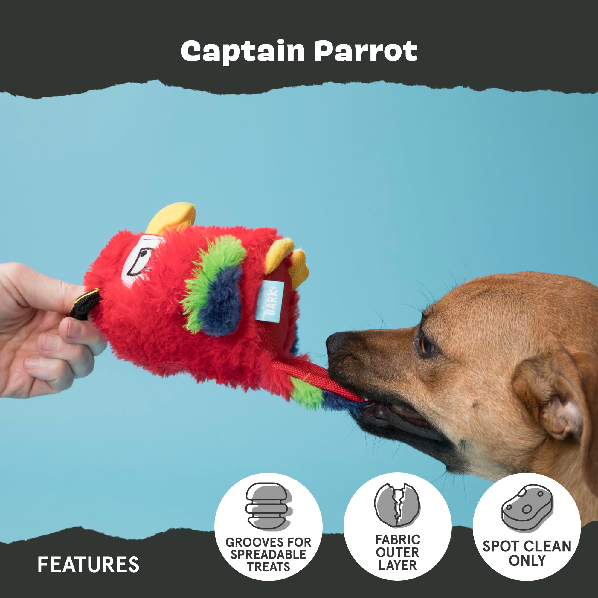 Captain Parrot's teeter-totter action encourages active chewing.