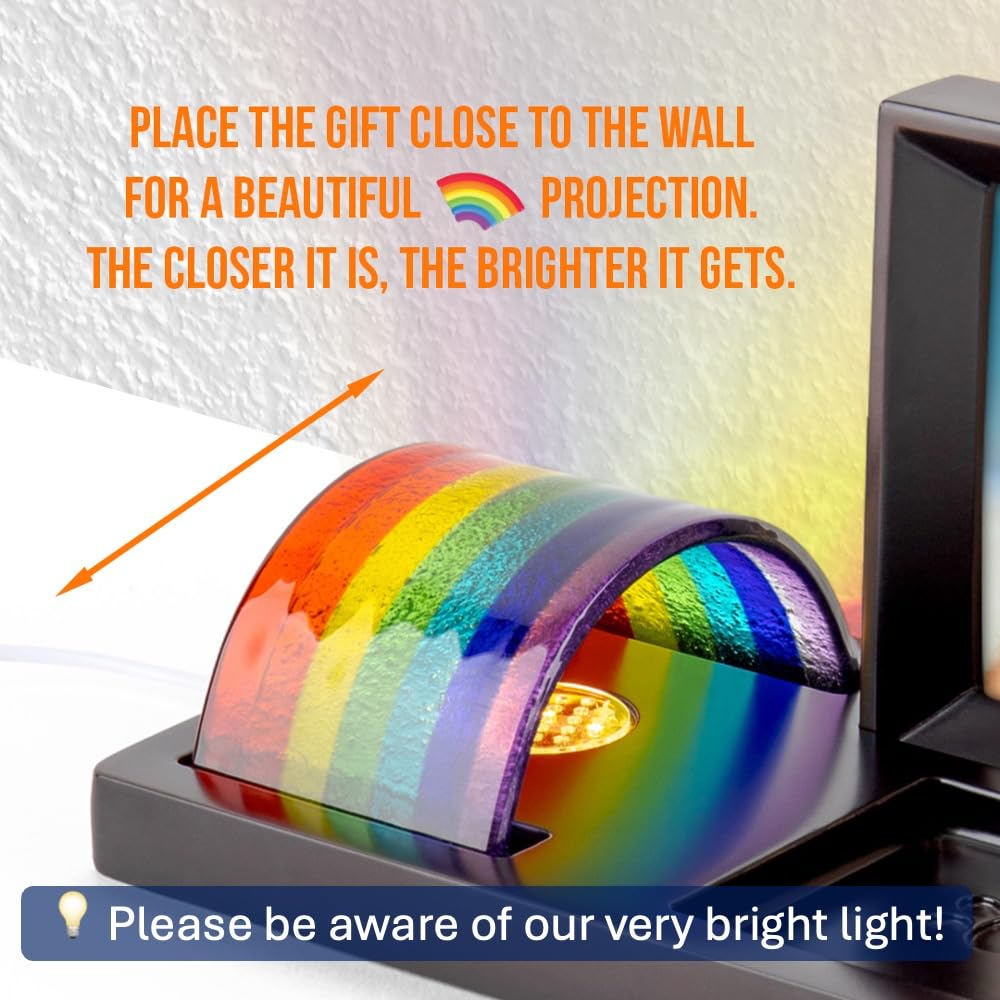 Capti Handmade rainbow bridge glass glows softly, illuminating memories of a beloved pet.