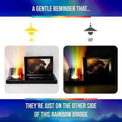 Capti Rainbow Bridge dog photo frame on wood base preserving memories in a warm display.