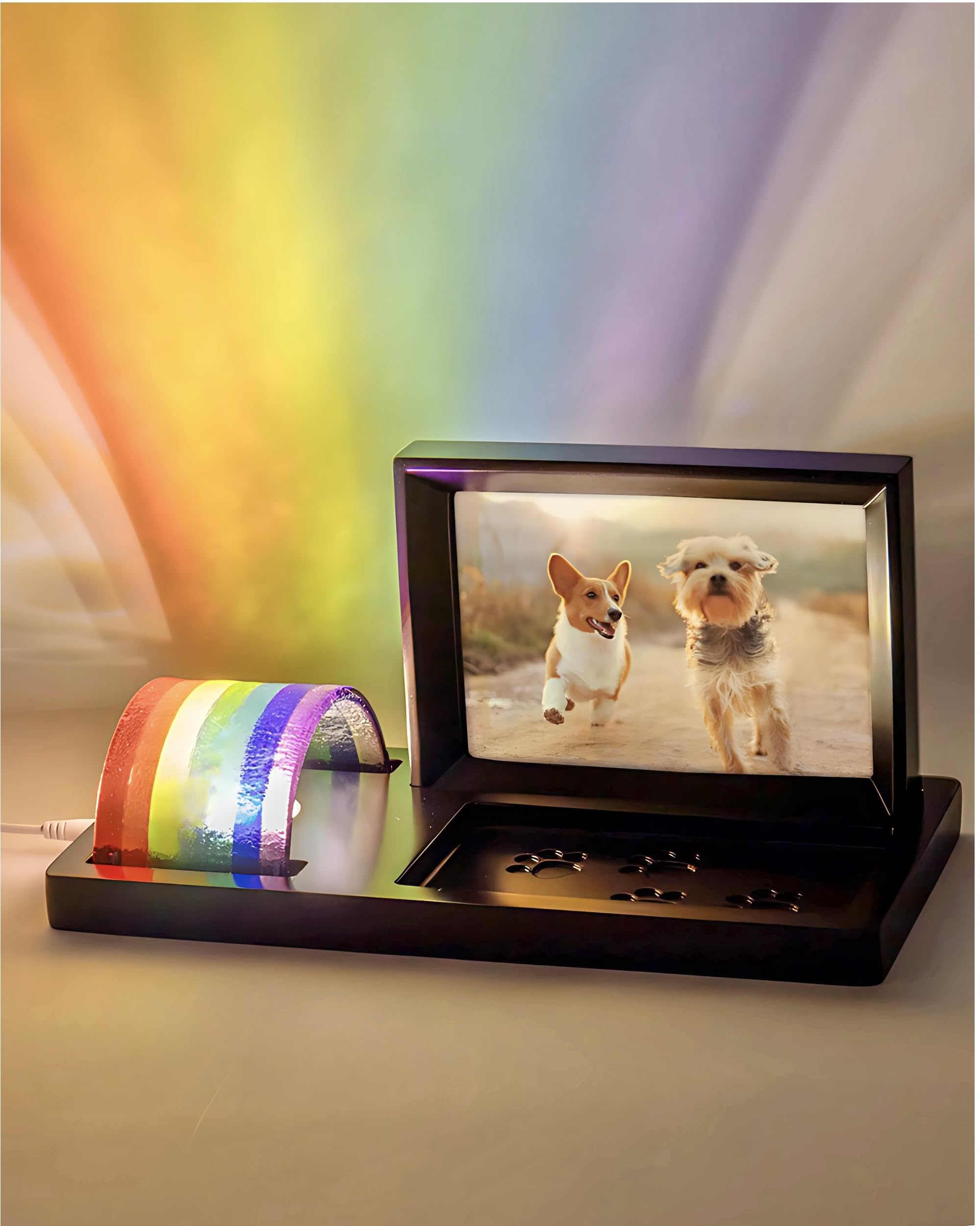 Capti Rainbow Bridge Frame LED light providing comforting memorial glow for cherished pets.