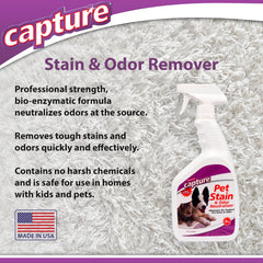 Capture Pet Stain & Odor Remover wood-furniture-cleaner spot-cleans wood and upholstery safely.