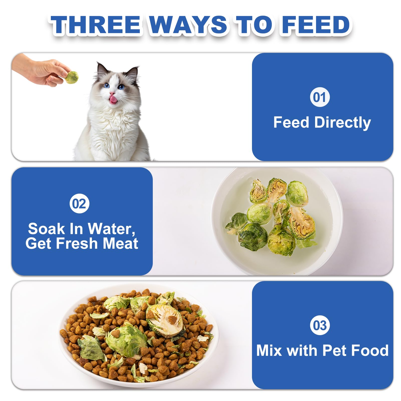 Capuca Brussels sprouts bites beside a pet bowl, highlighting high-fiber digestive health.
