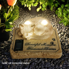 Carchistan cat memorial garden stone with sun glow for outdoor tribute.