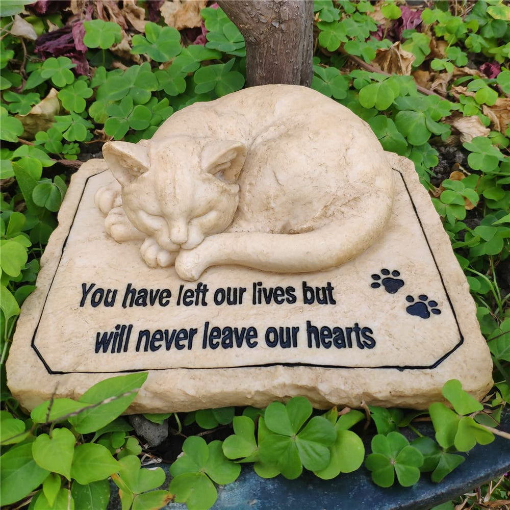 Carchistan Cat Memorial Stone with sleeping cat top for a comforting pet tribute.