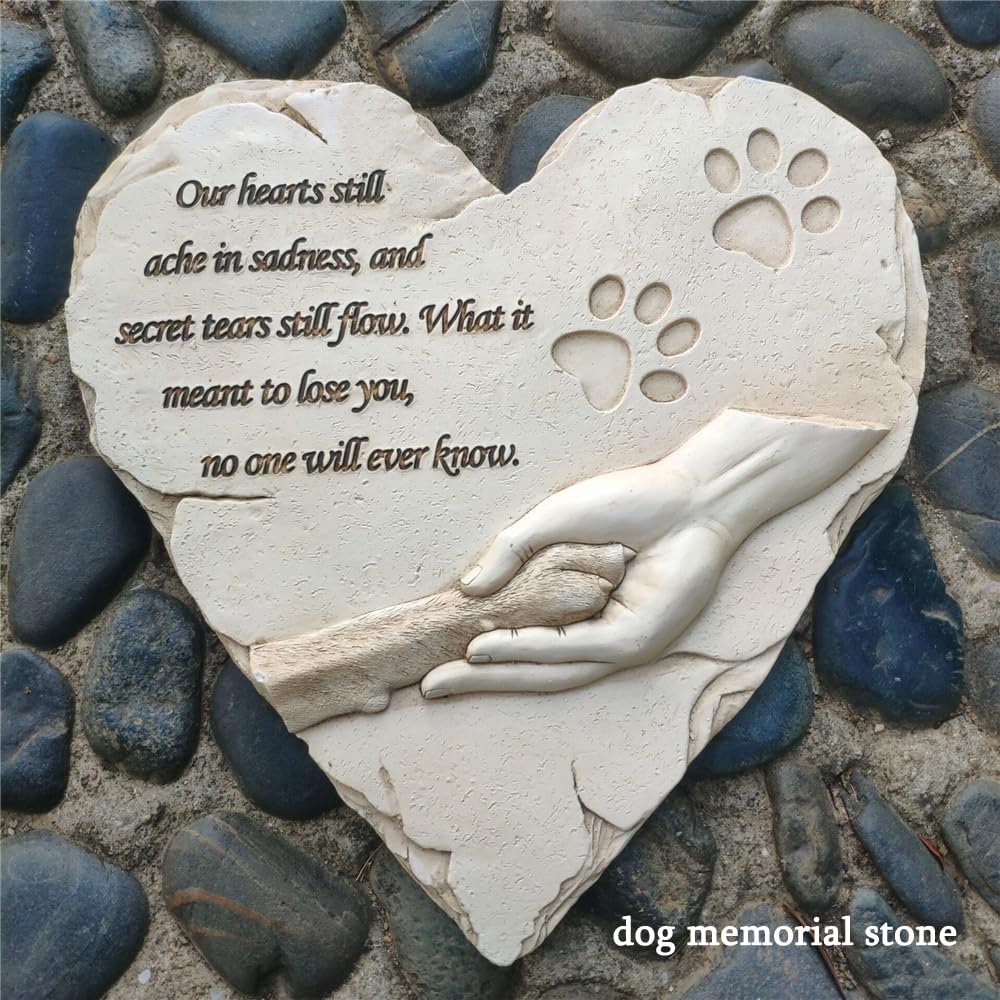 Carchistan Heart Dog Memorial Stone in garden ready to honor a loyal friend