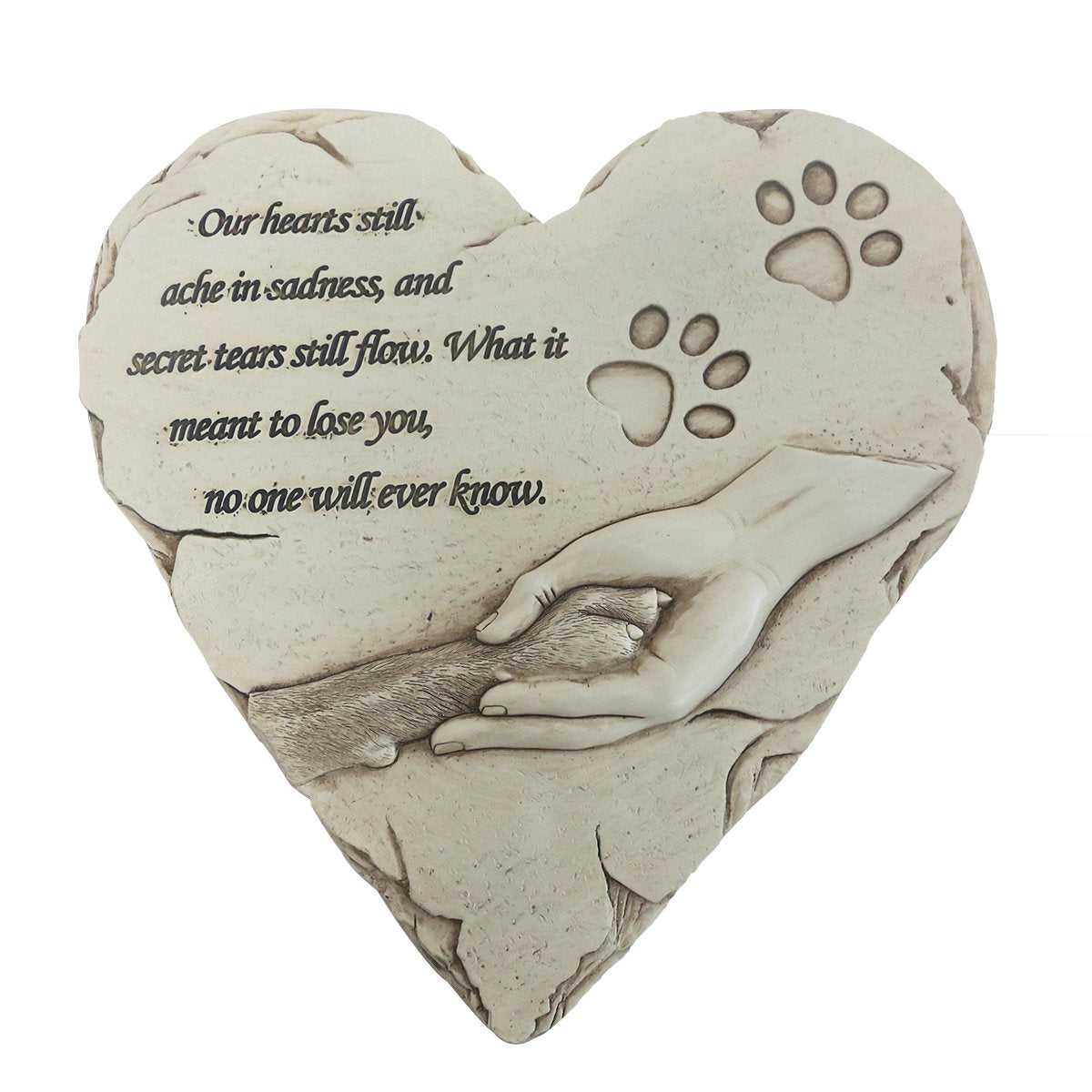 Carchistan Heart-Shaped Dog Memorial Stone front view showing durable outdoor tribute