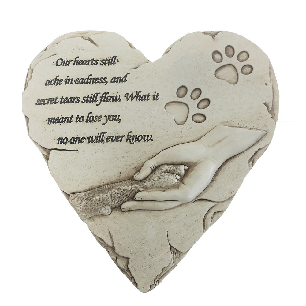 Carchistan Heart-Shaped Dog Memorial Stone front view showing durable outdoor tribute