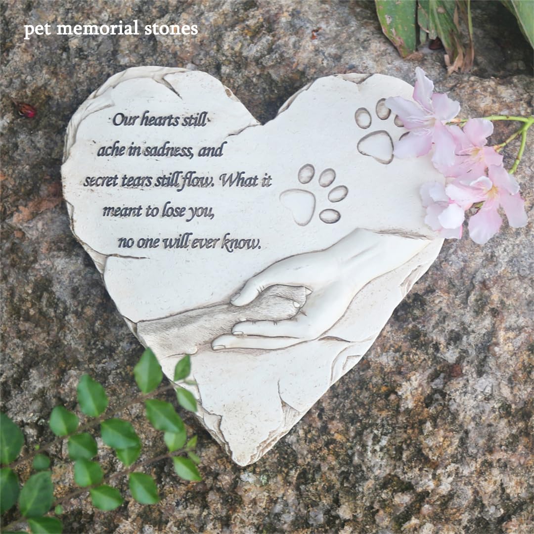 Carchistan Heart-Shaped Dog Memorial Stone side view highlighting weatherproof design