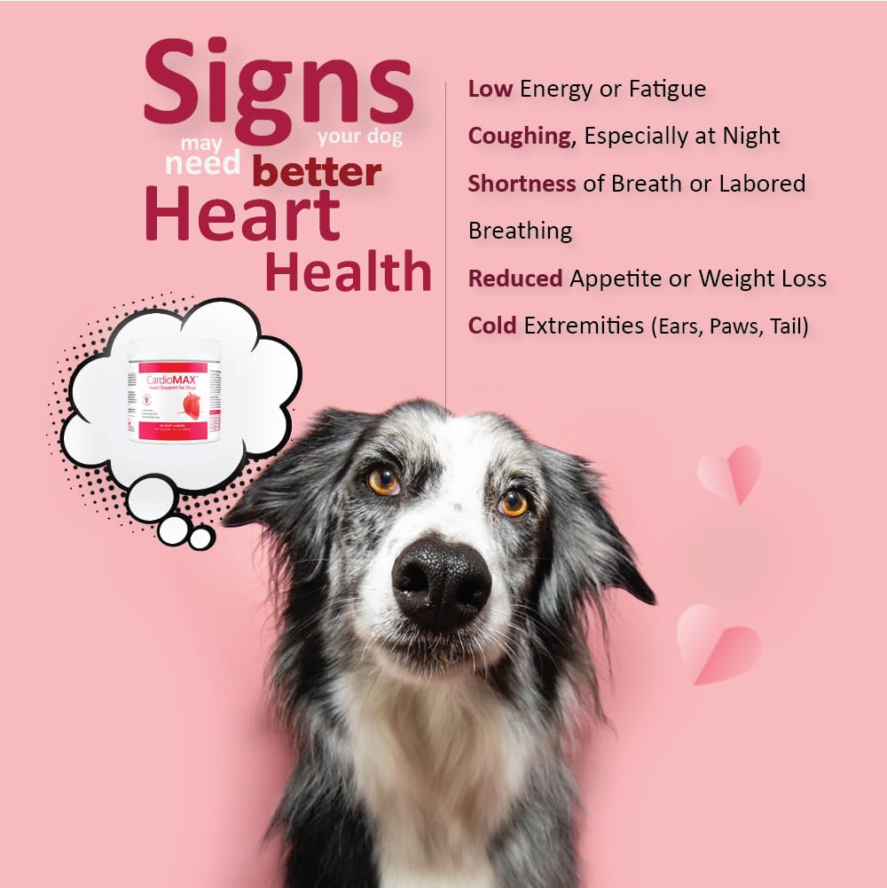 CardioMAX bottle label highlights antioxidant-rich nutrients for canine heart support
