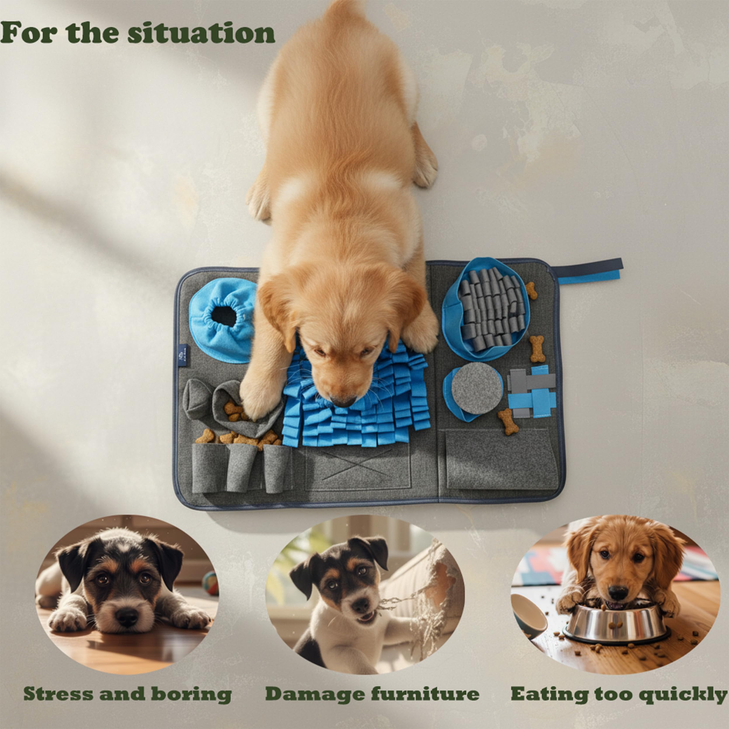 CareCooo snuffle mat blue dog-eating scene promotes slow feeding