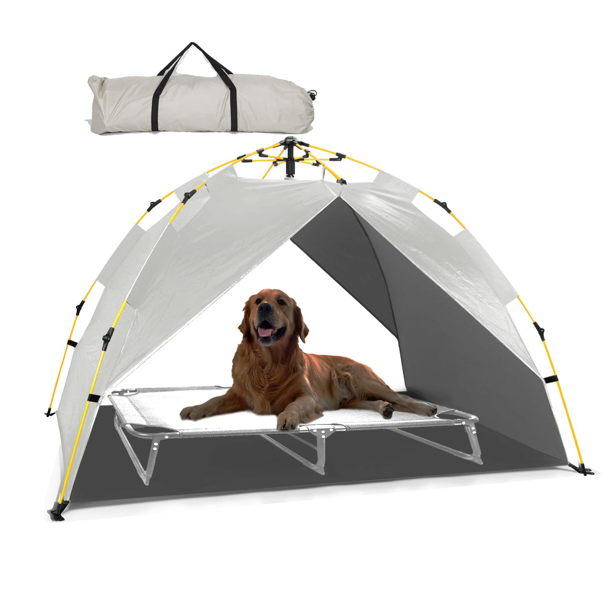 CAREDPETS canopy shade tent setup provides instant outdoor shade
