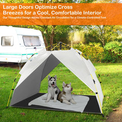 CAREDPETS outdoor canopy opened for quick sun protection on the go