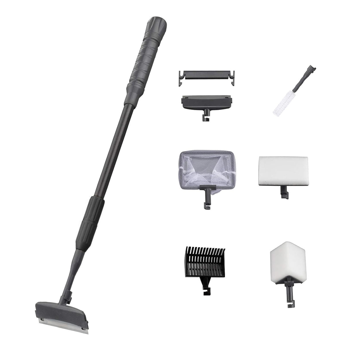 Carefree Fish 6IN1 cleaner with extendable rod reaching deep tank corners for thorough cleaning
