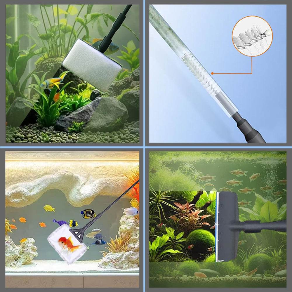 Carefree Fish 7in1 tank cleaner tube brush cleans tight spaces effectively.