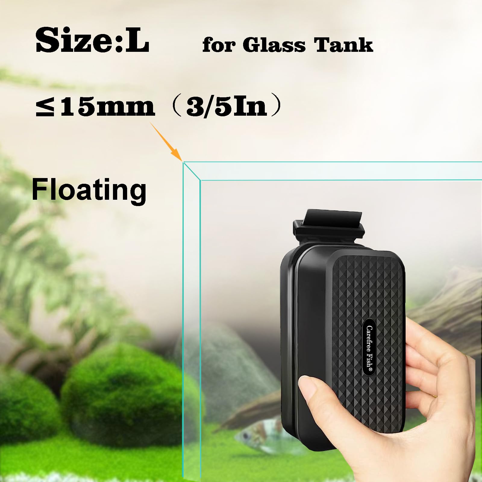 Carefree Fish ergonomic grip with paint coating reduces wrist strain during cleaning.