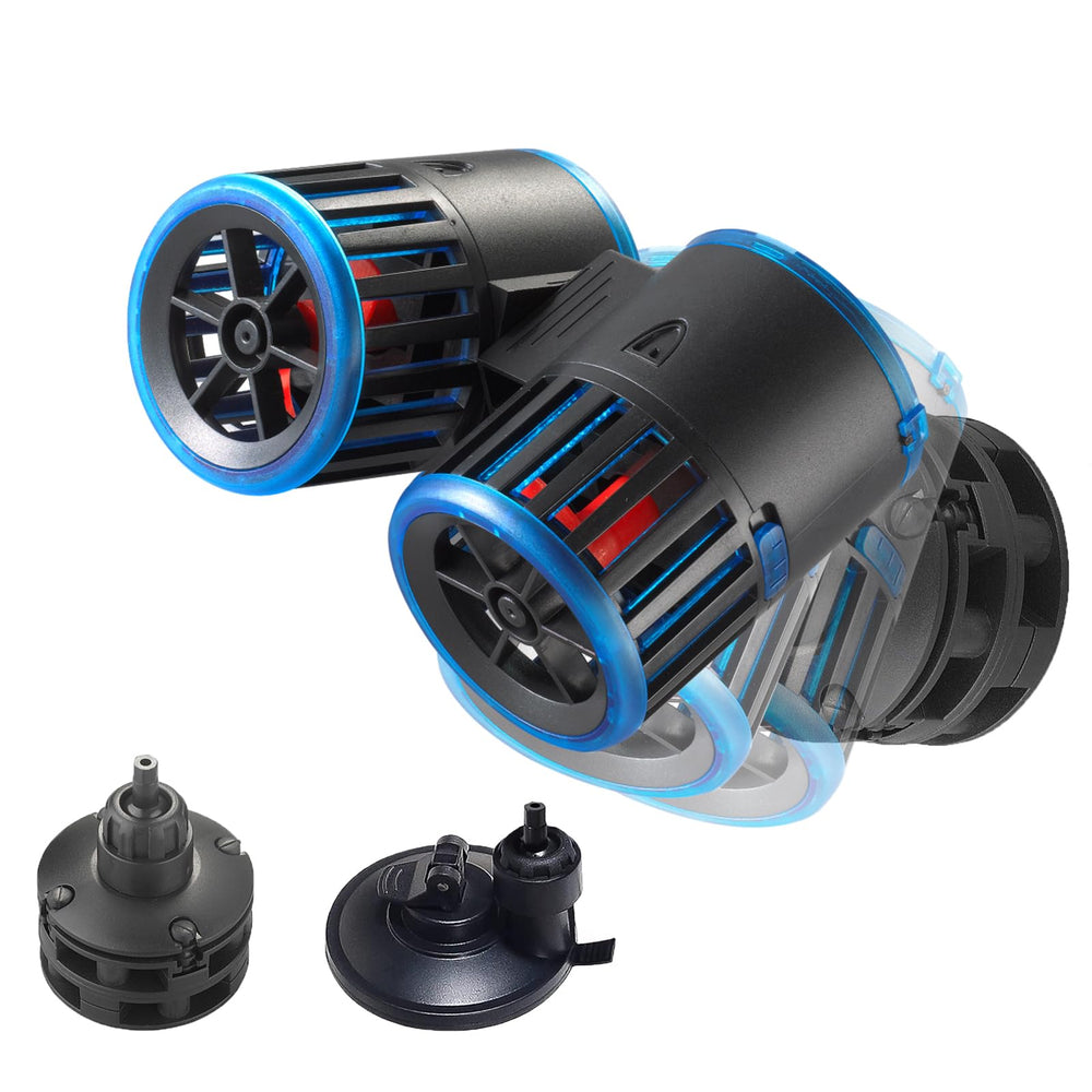 Carefree Fish dual powerheads front view for stable, quiet water circulation in larger tanks.