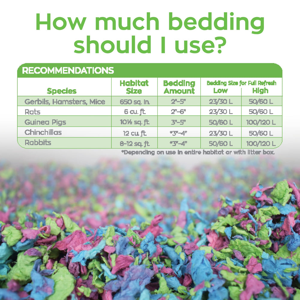 Carefresh Tutti Frutti bedding with soft fibers, ideal for burrowing and nesting.
