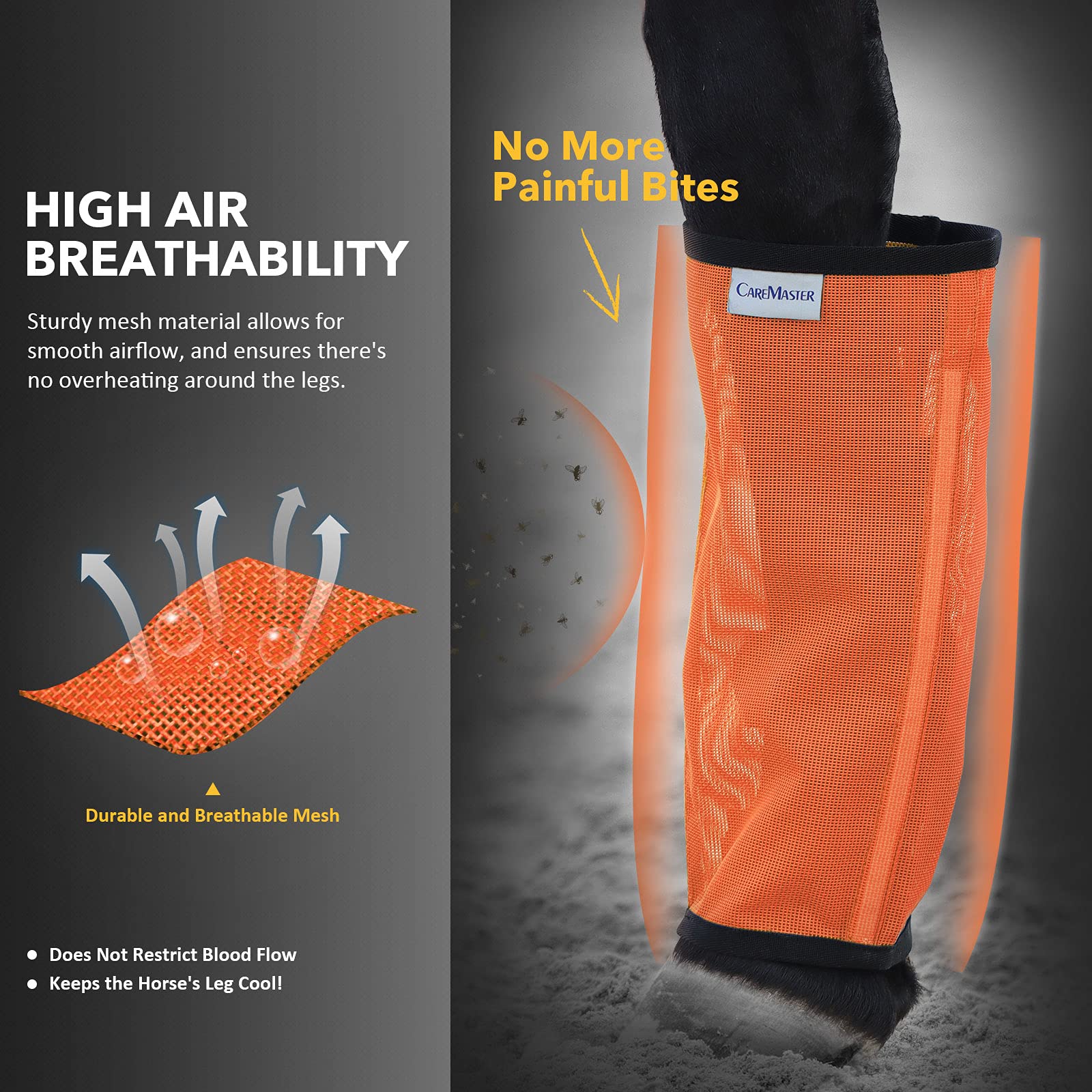 CareMaster orange four-pack shows economical, ready-to-use set for full-leg protection.