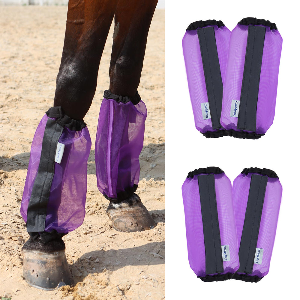 CareMaster universal-size horse leggings front view with breathable mesh for cooling protection