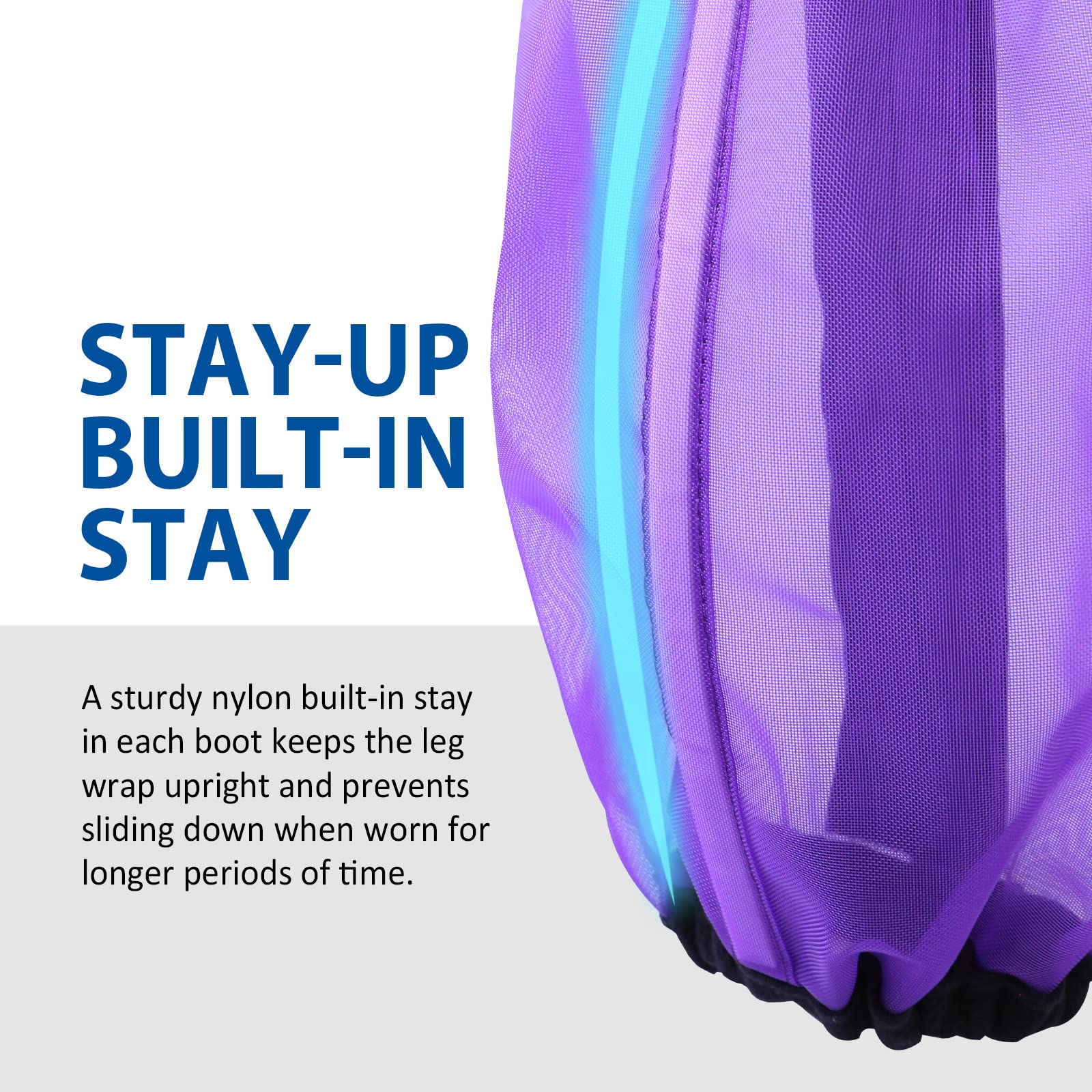 CareMaster built-in nylon stay keeps wrap upright during longer sessions