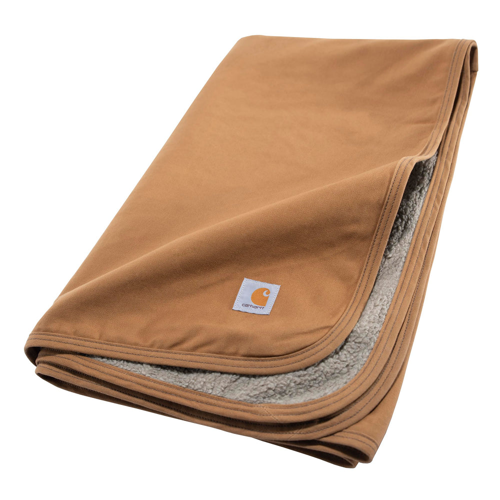 Carhartt Firm Duck Sherpa-Lined Pet Blanket exterior shows rugged durability for daily use