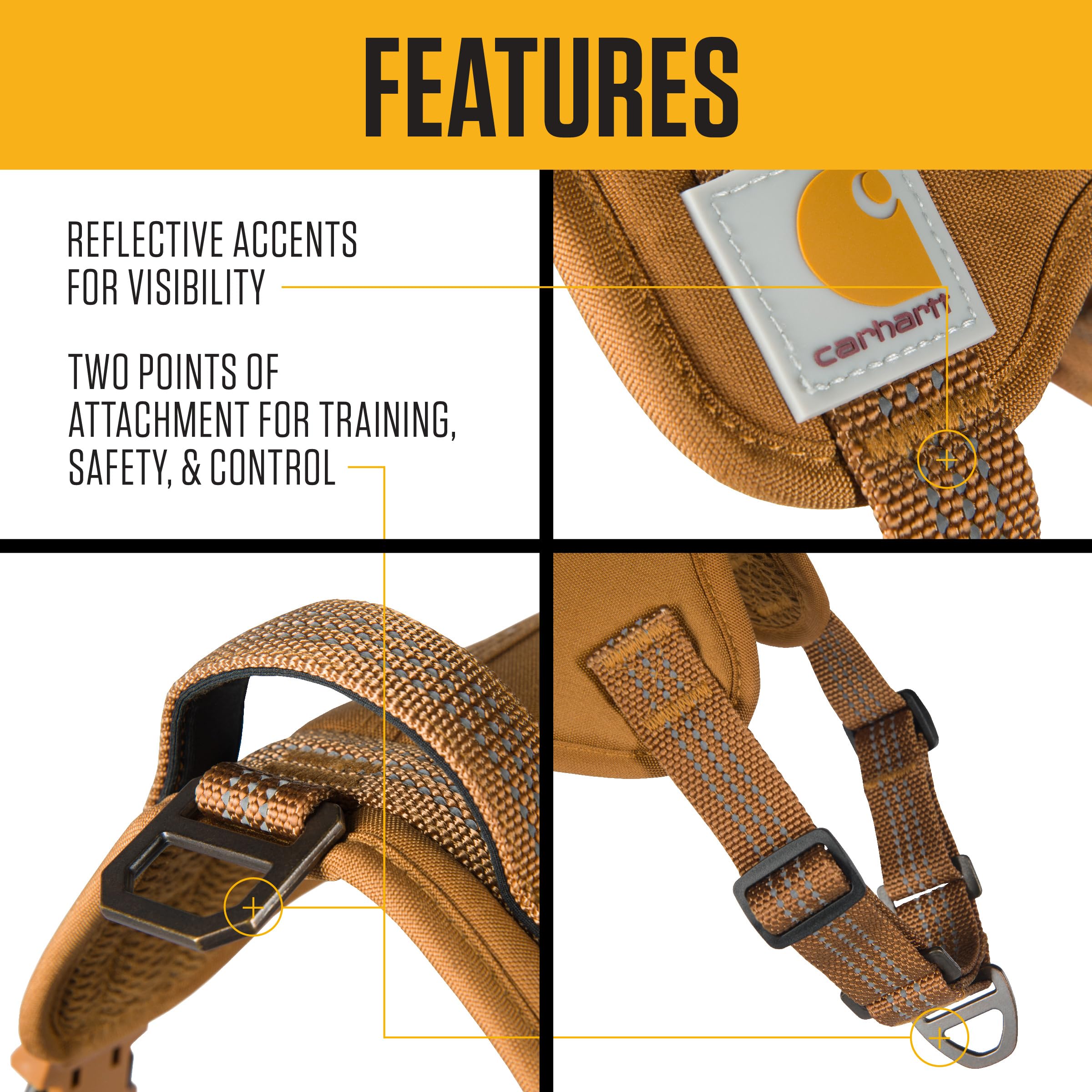 Carhartt No Pull Harness reflective stitching boosts visibility in low light