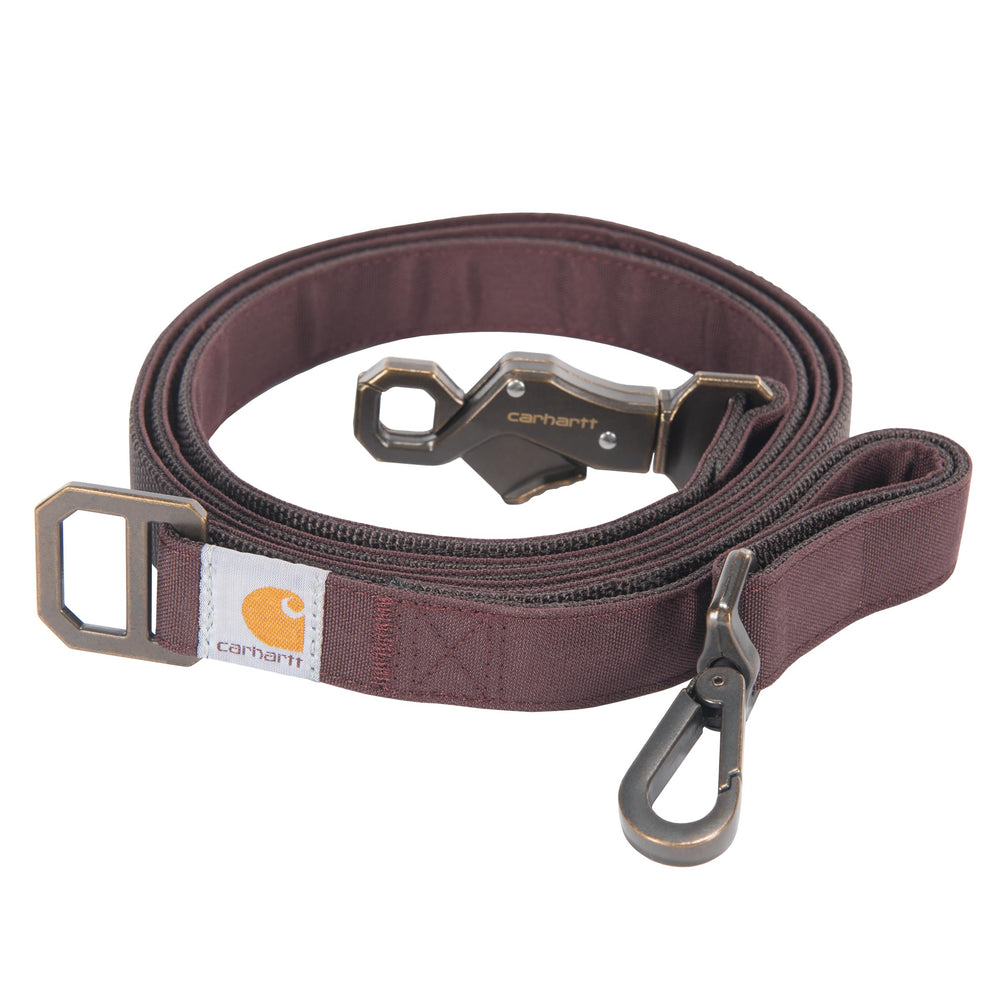 Carhartt Pet Durable Nylon Duck Leash in deep wine shows rugged construction for daily walks