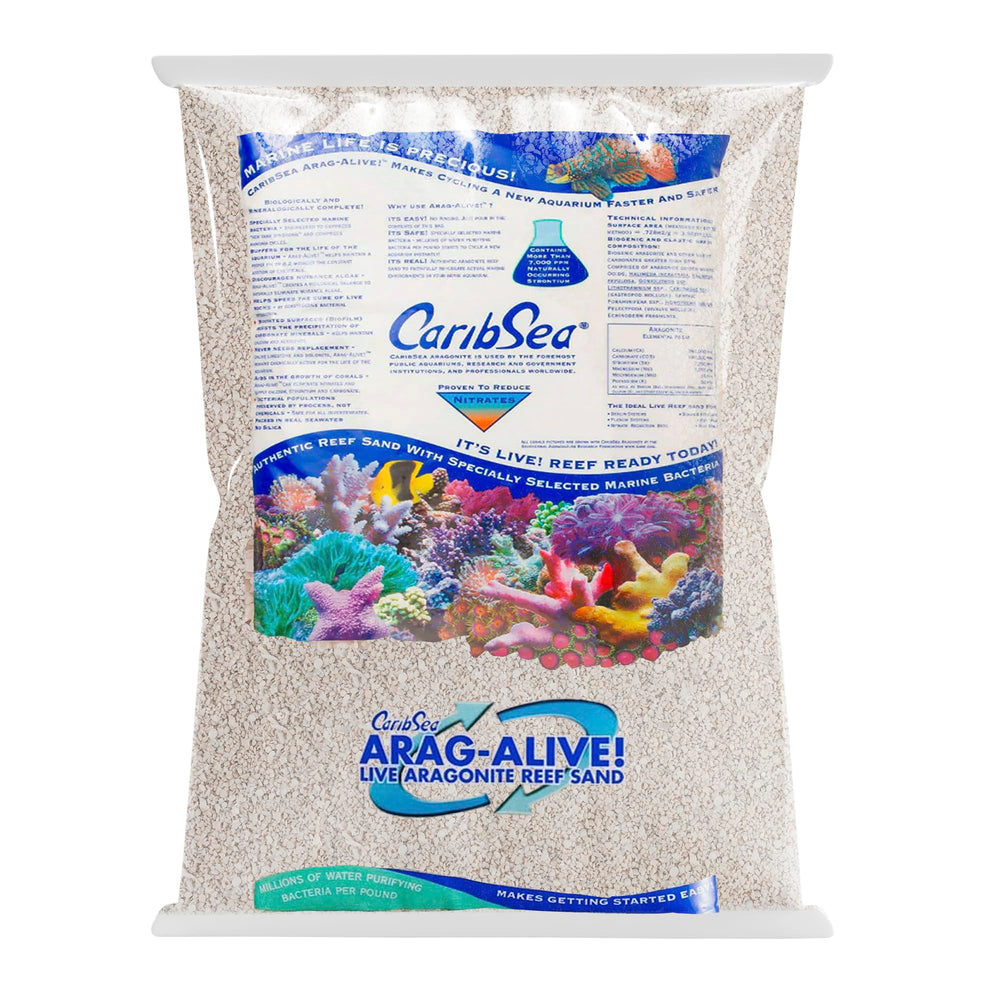 CaribSea Arag-Alive packaging image shows premium reef substrate for easy tank setup.
