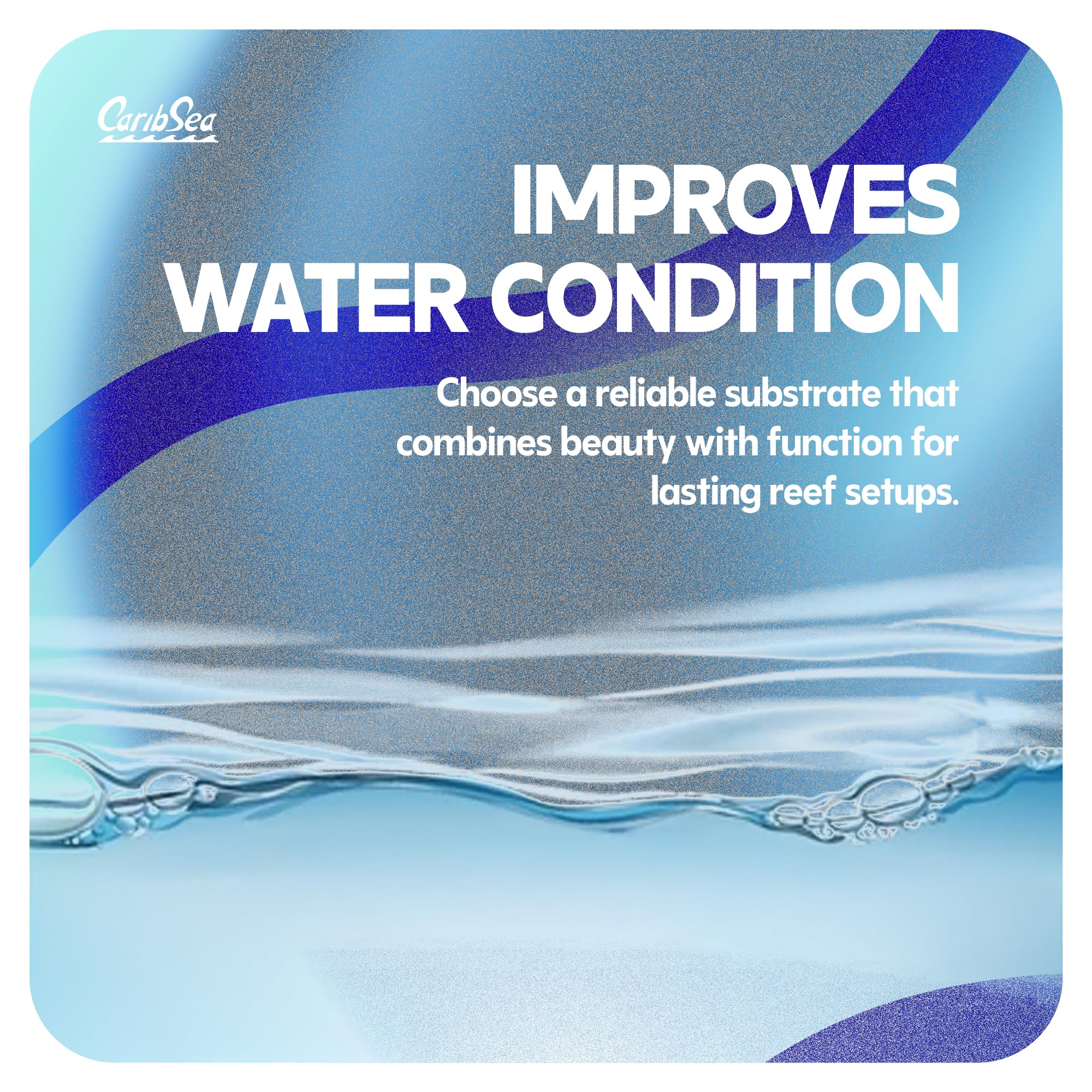 CaribSea Arag-Alive sand water-clarity image indicates reduced waste buildup for pristine tanks.