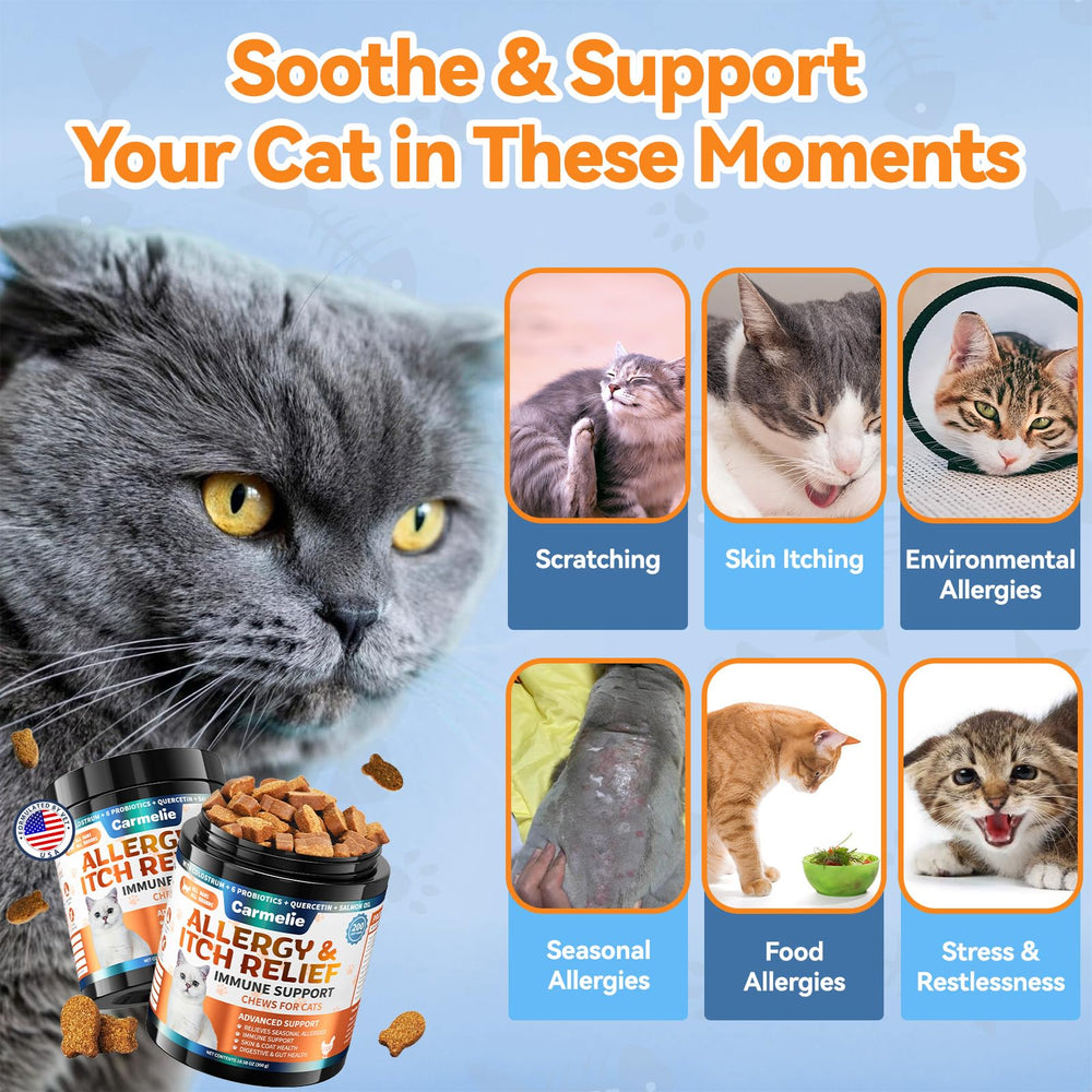 Carmelie coat health shine from omega-3 and probiotics in the chews.
