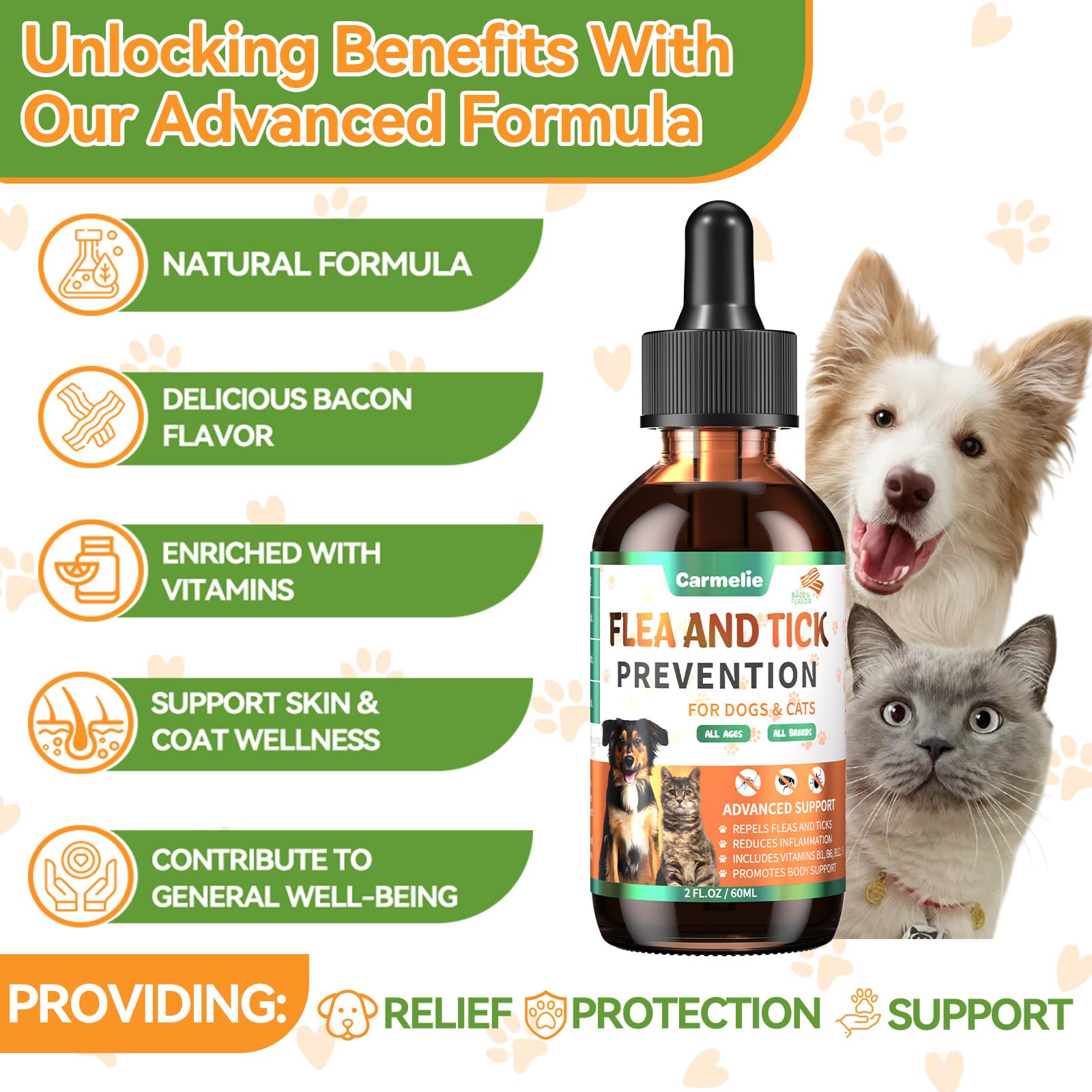 Carmelie multivitamin blend with pumpkin seed supports skin, coat, and energy.