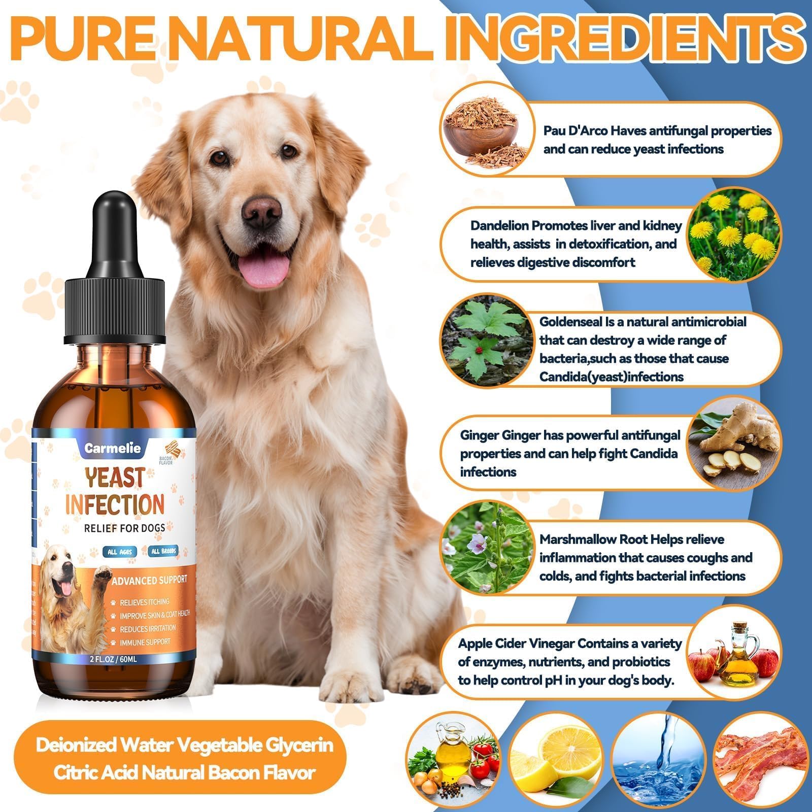 Carmelie Yeast Relief targets irritated dog skin spot