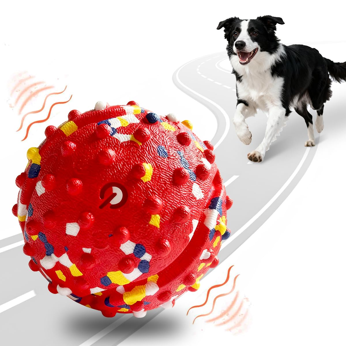 CAROZEN interactive dog ball closeup with chew-safe material for safe play.