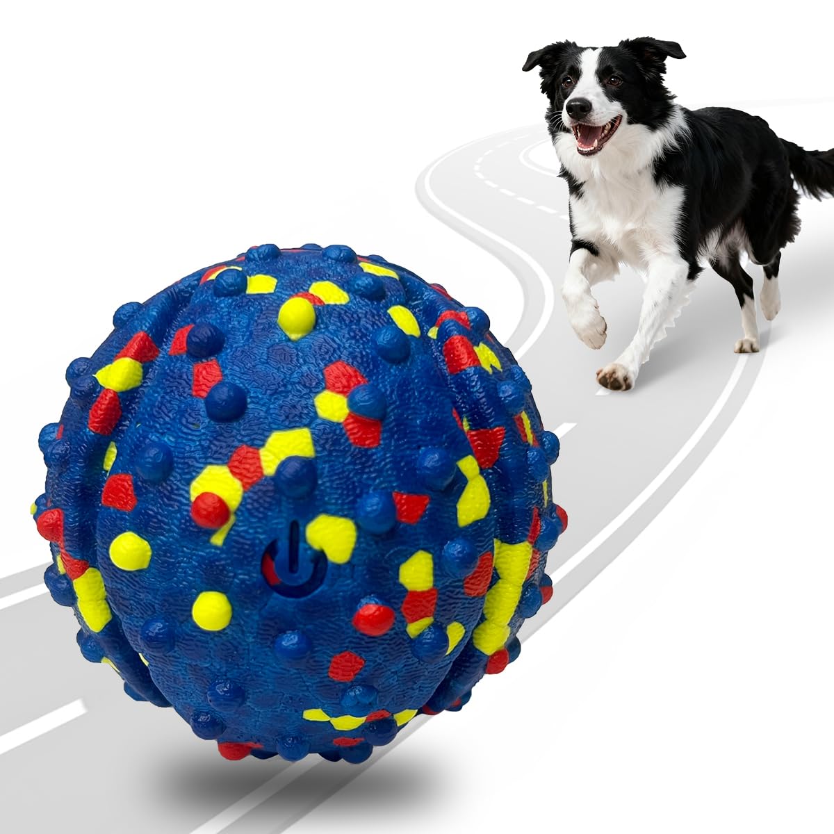 CAROZEN rechargeable interactive dog ball close-up shows durable chew-resistant build for dogs.