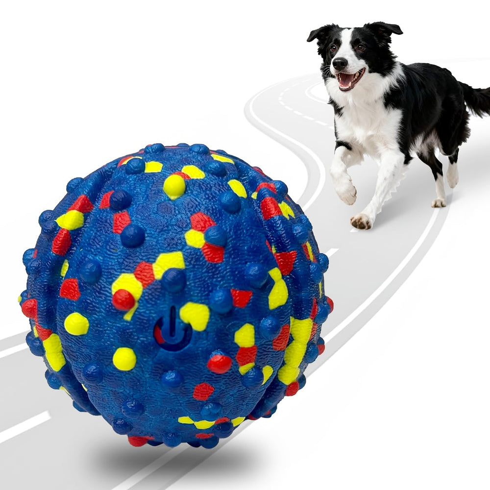 CAROZEN rechargeable interactive dog ball close-up shows durable chew-resistant build for dogs.